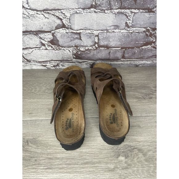 Spring Step Brown Suede Leather Cork Slide Wedge Sandals Women’s Sz 39EU/8.5M US - Picture 5 of 16